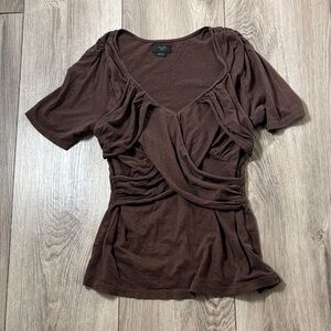 Deletta Chocolate Brown Short Sleeve Top